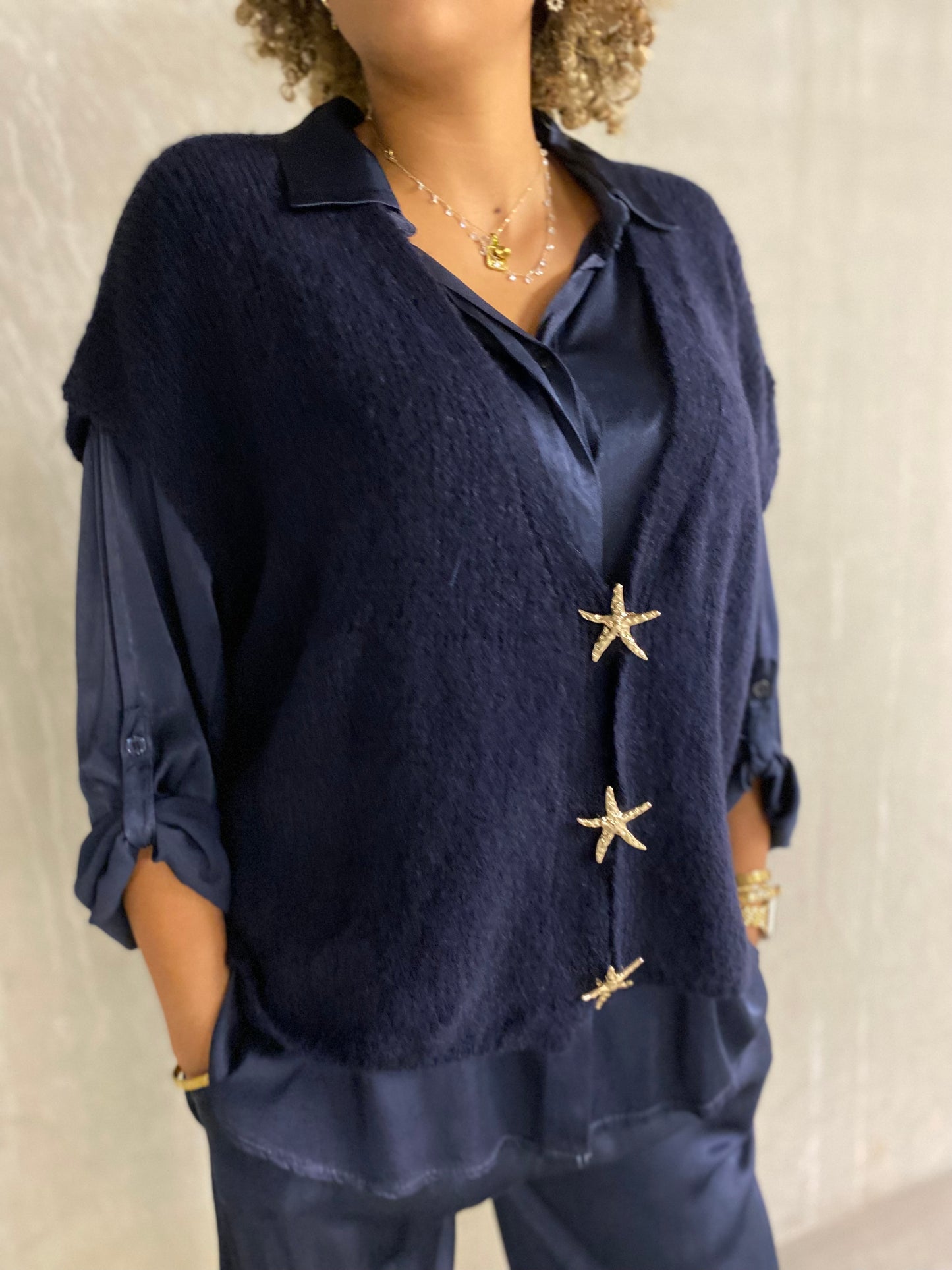 Gilet, étoile, bleu