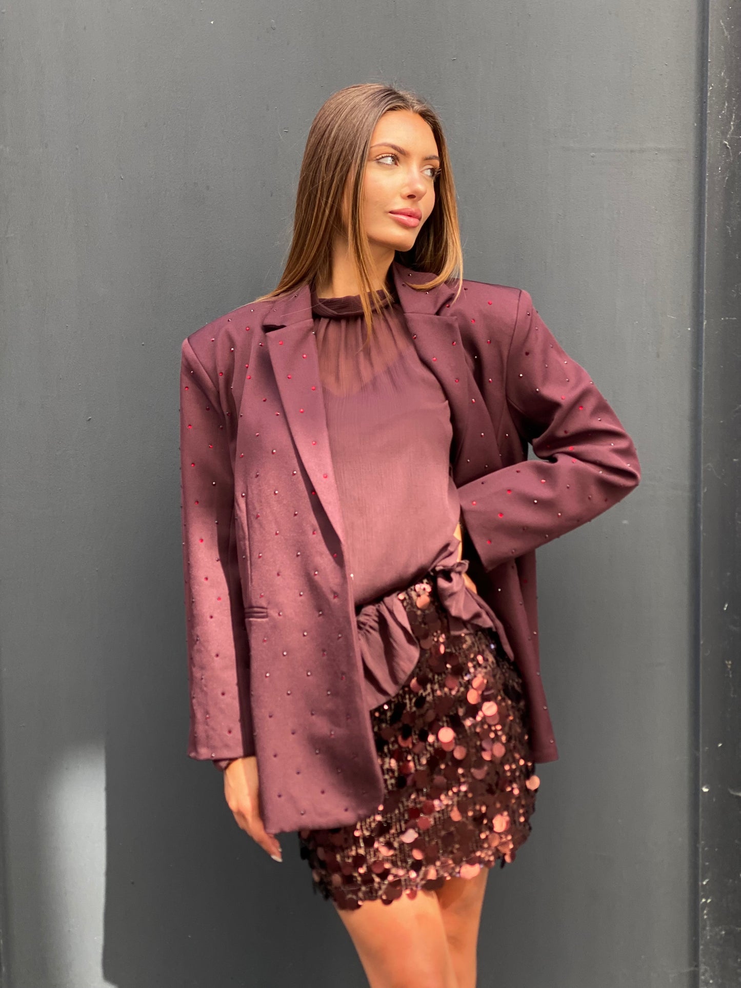 Jupe lize sequins