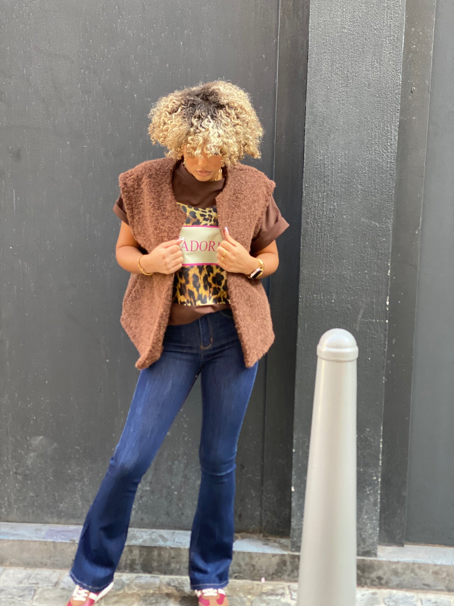 veste sans manches Lyly brune