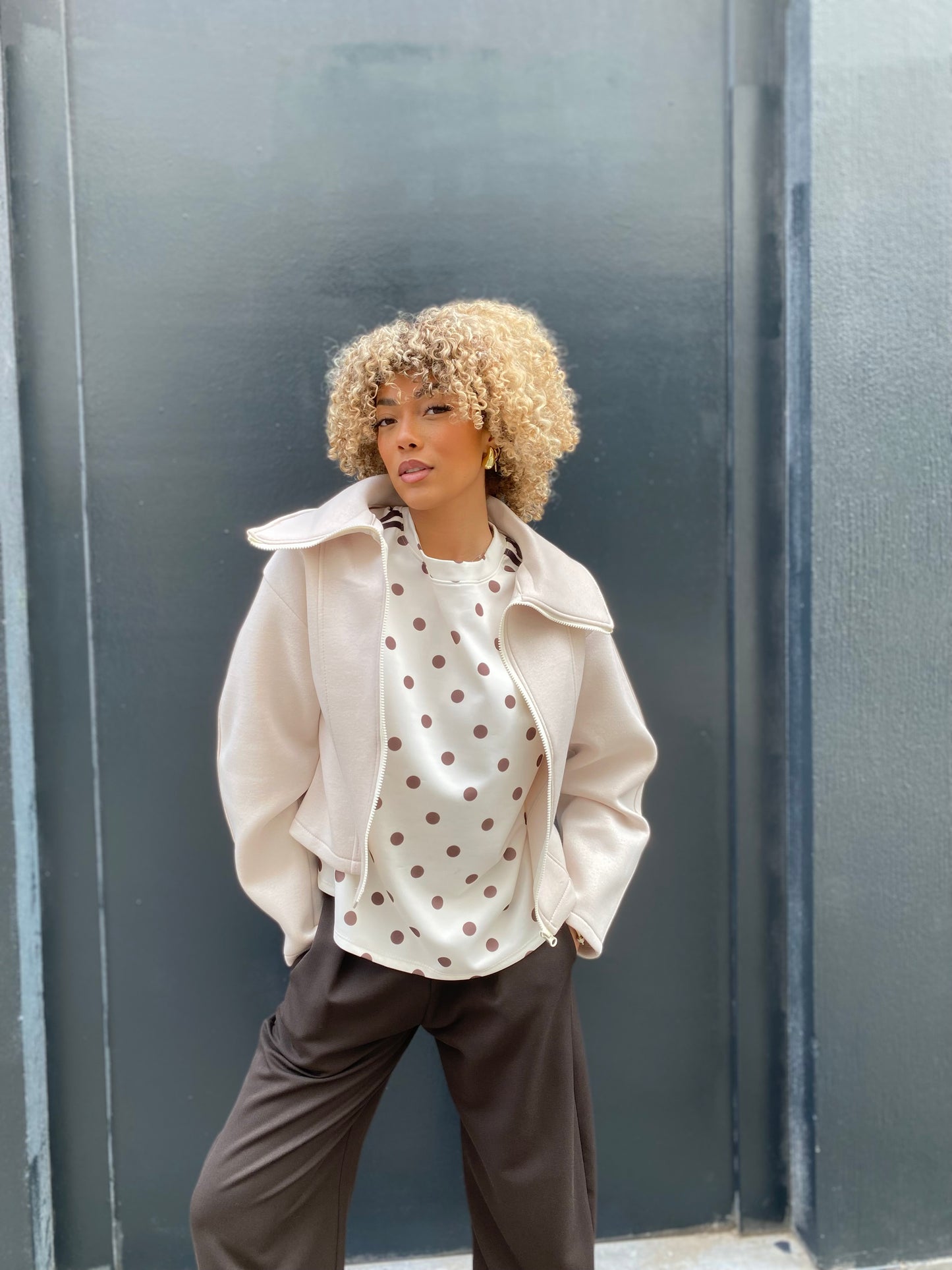 Veste gilet Zip beige