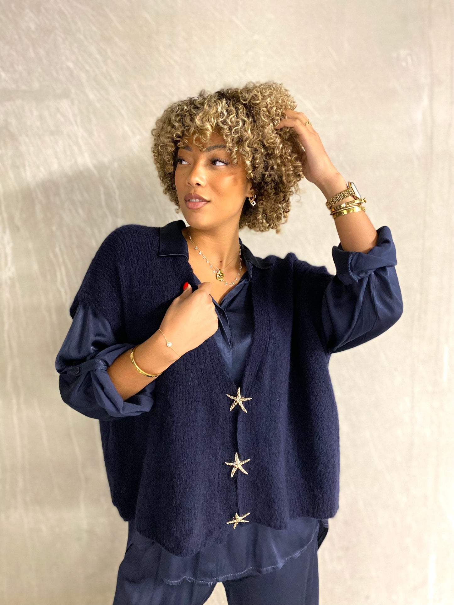 Gilet, étoile, bleu