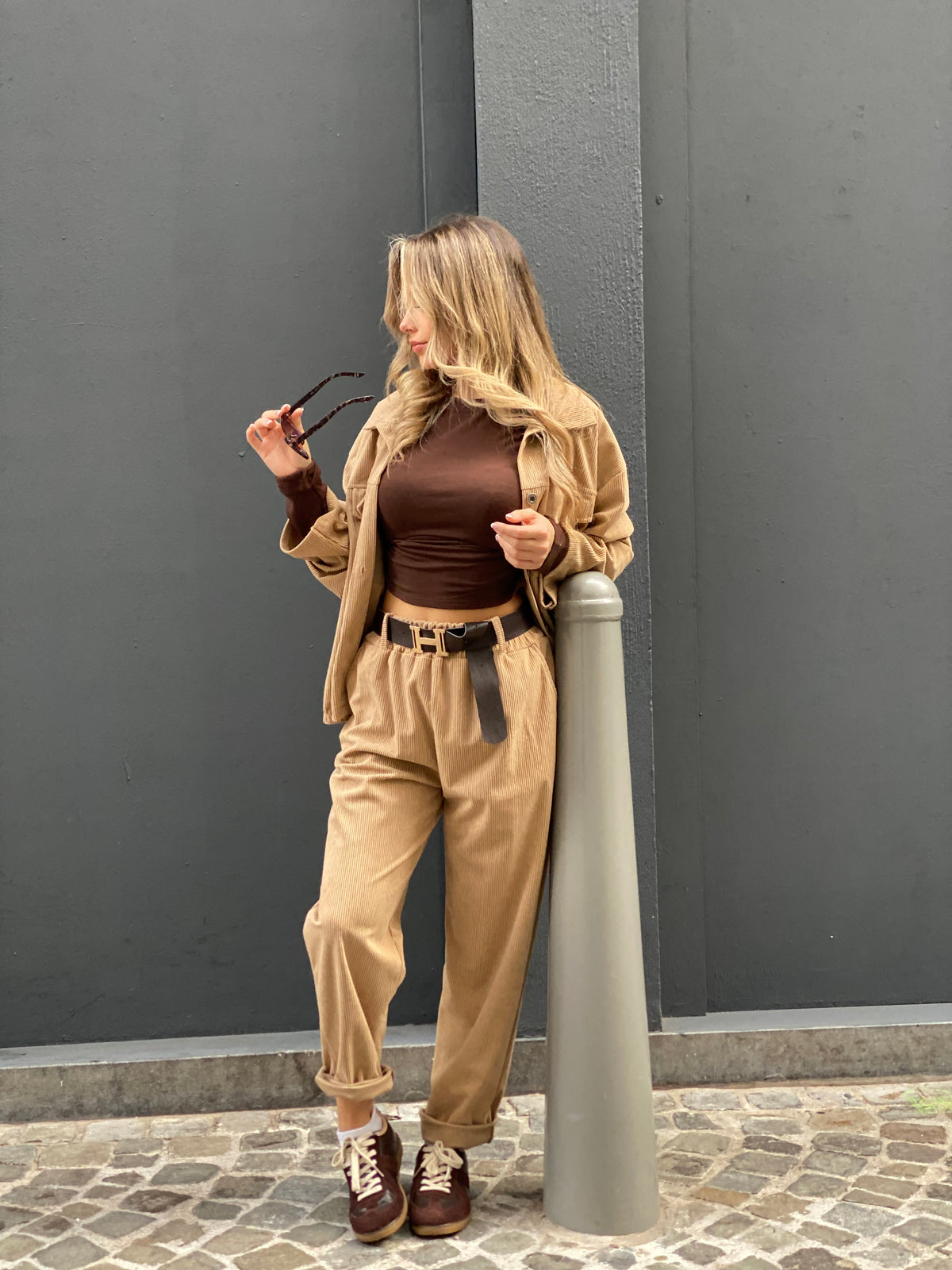 Ensemble Lou beige velours