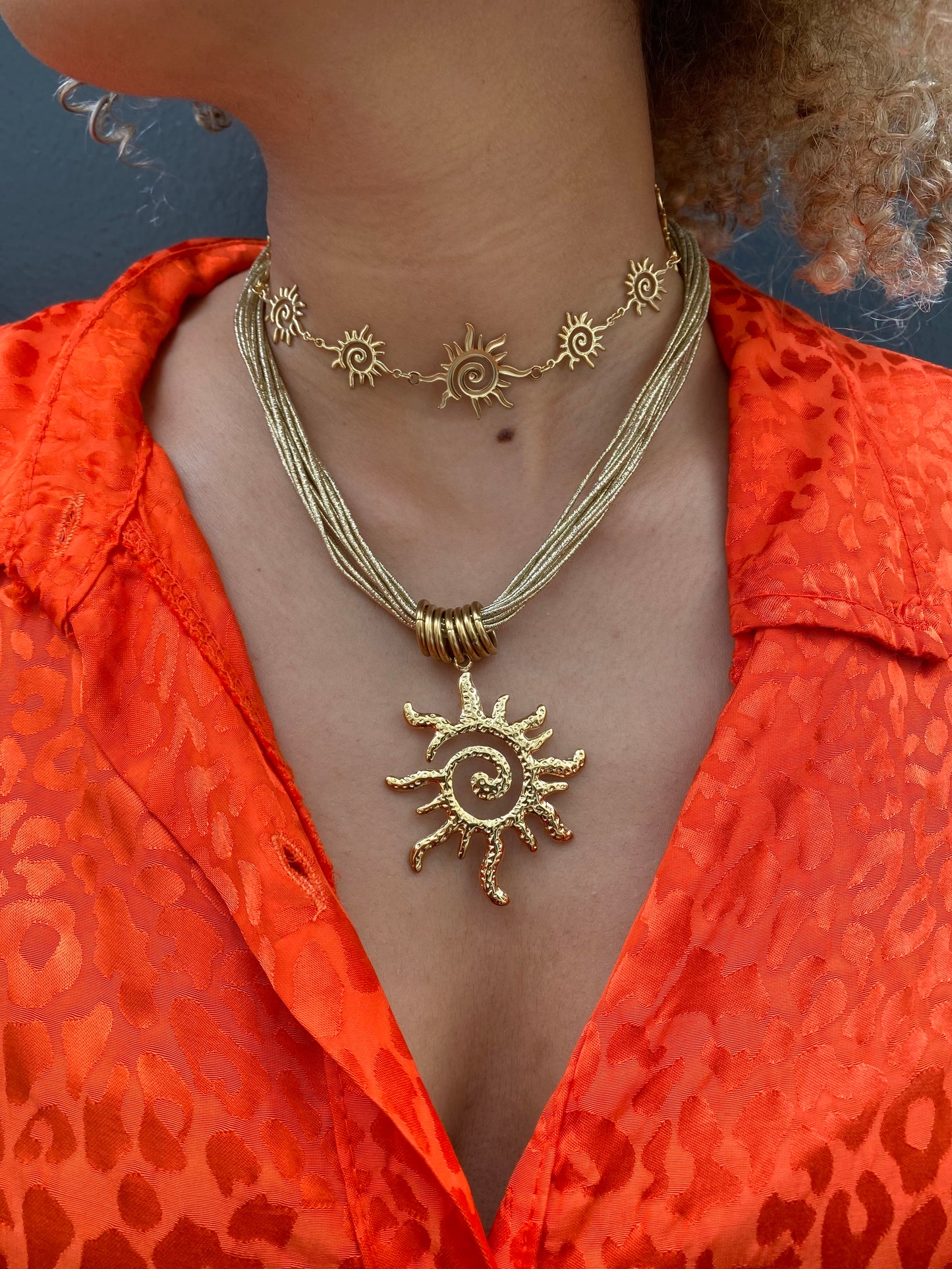 Collier acier soleil
