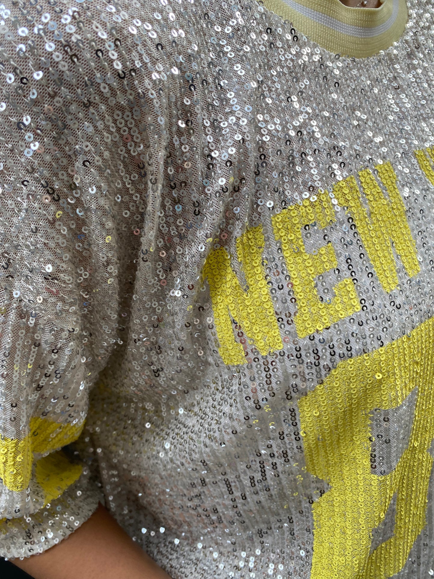 T-shirt sequin New York jaune