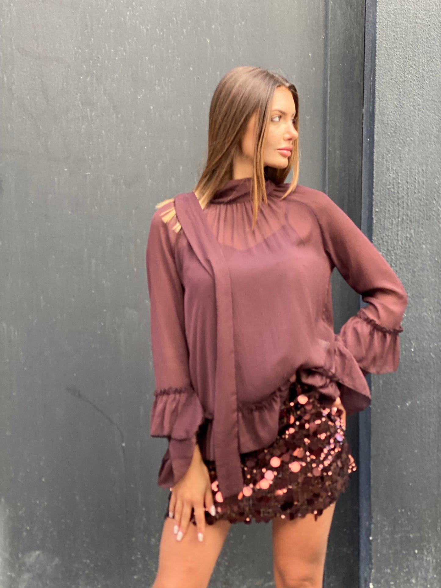 Jupe lize sequins
