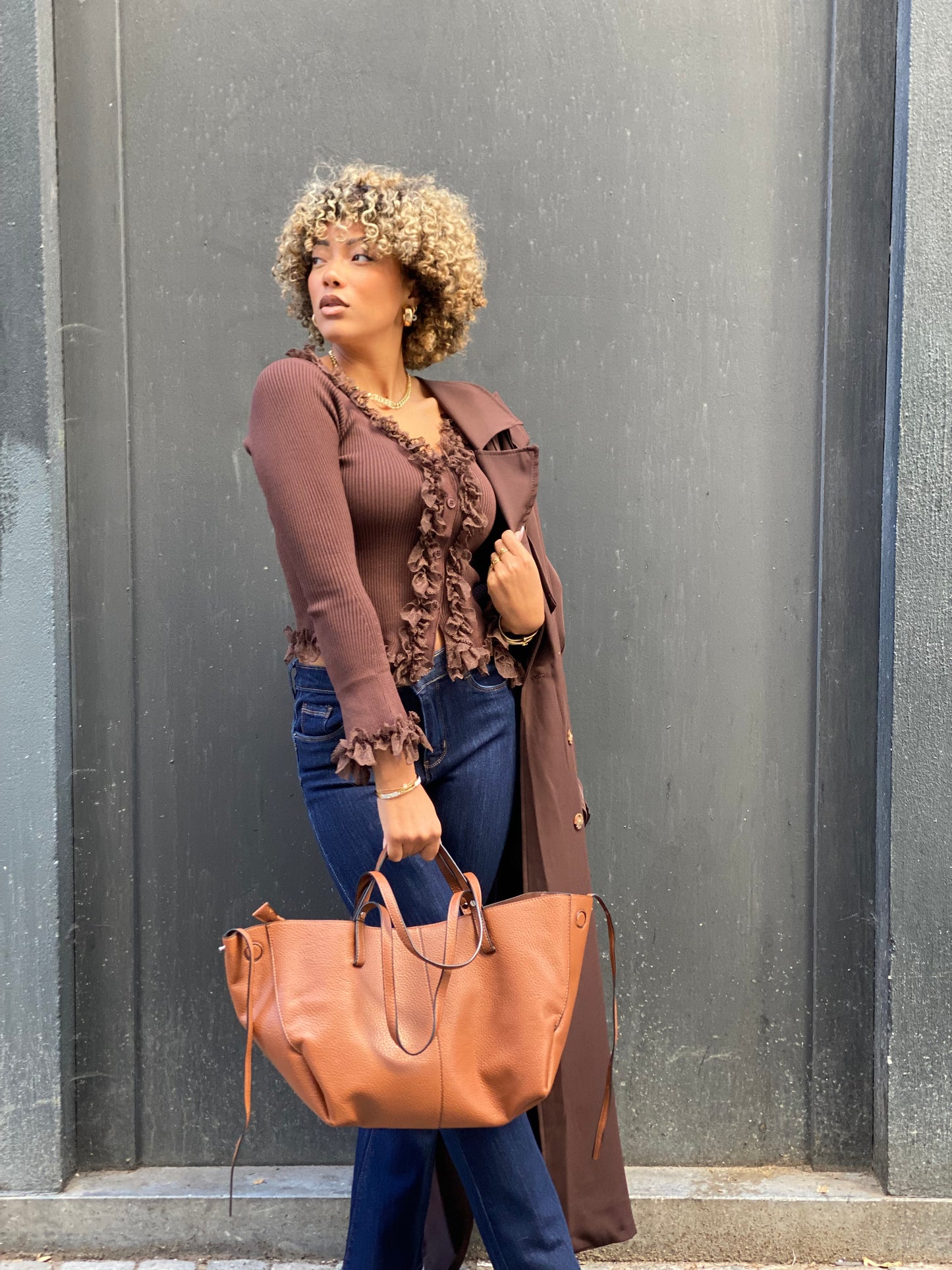 Grand sac camel double
