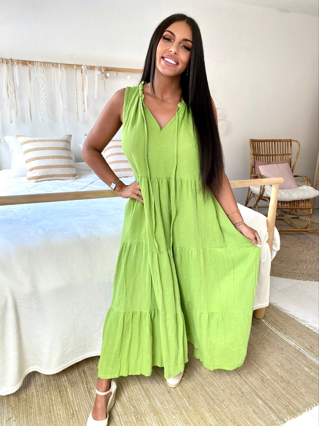 Robe longue lydia verte