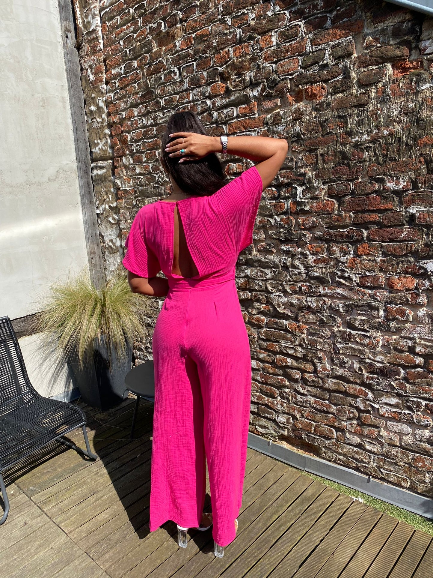 Combinaison gaze de coton fuschia