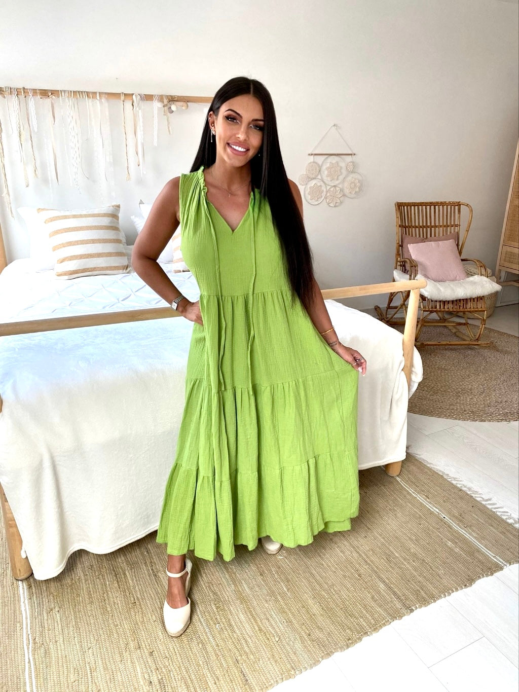 Robe longue lydia verte
