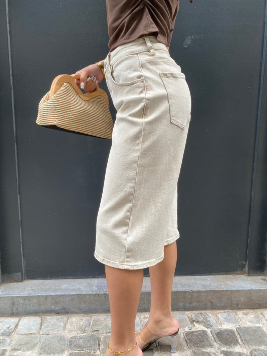 Bermuda jeans beige