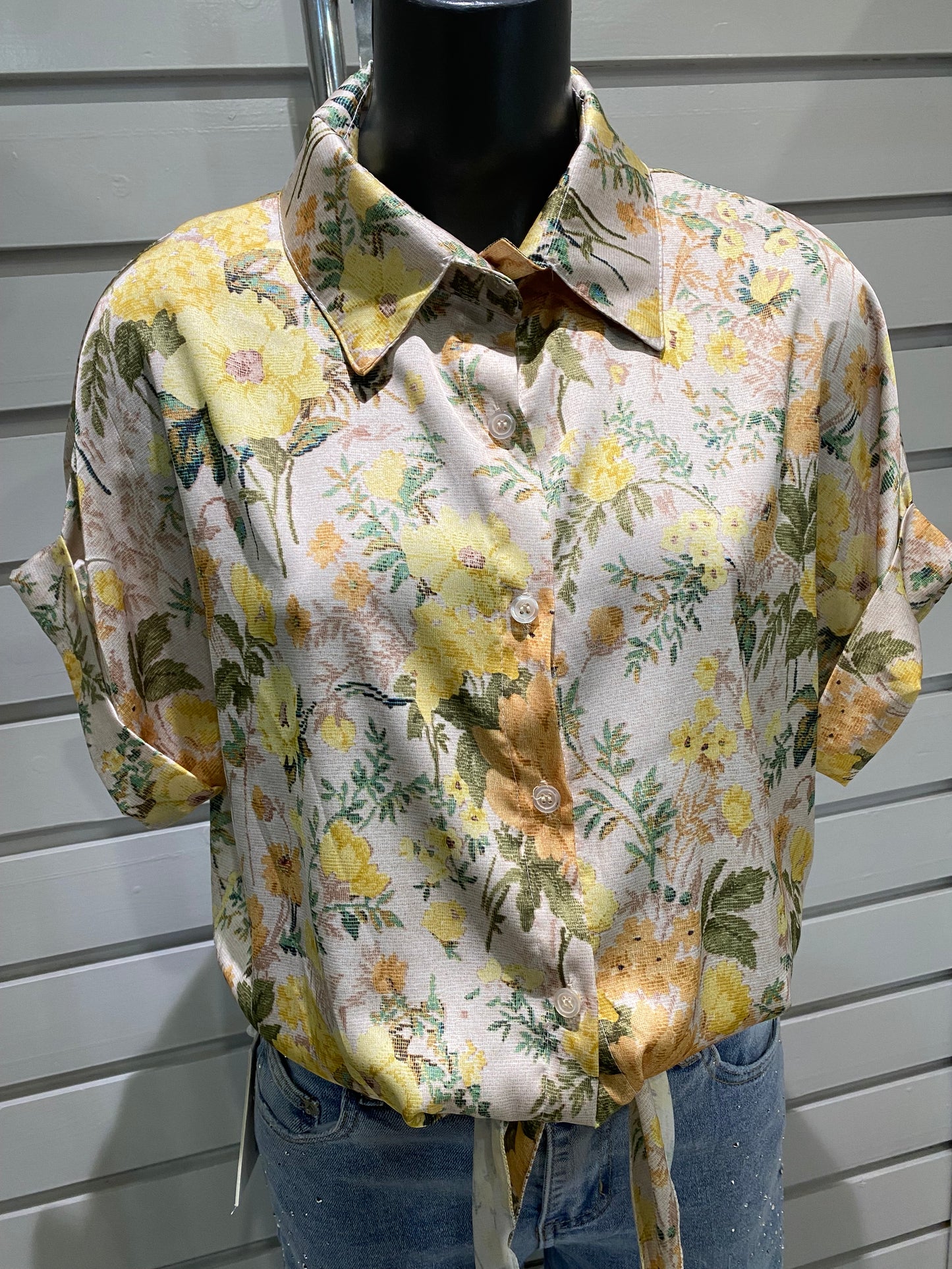 Chemise fleura jaune
