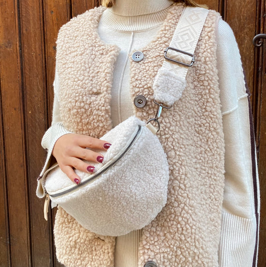 Sac bandoulière mouton beige