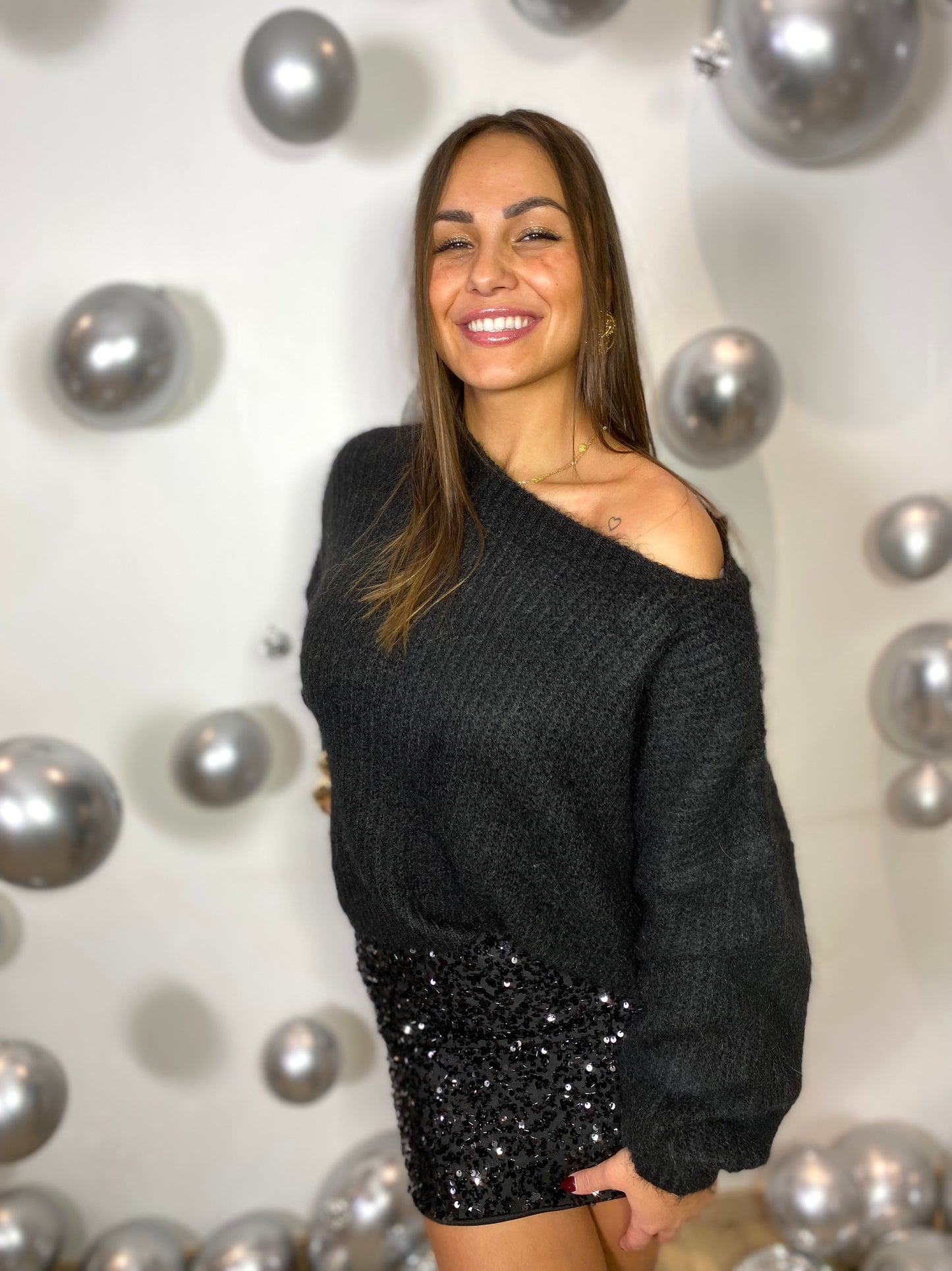 Jupe pauline sequins noire