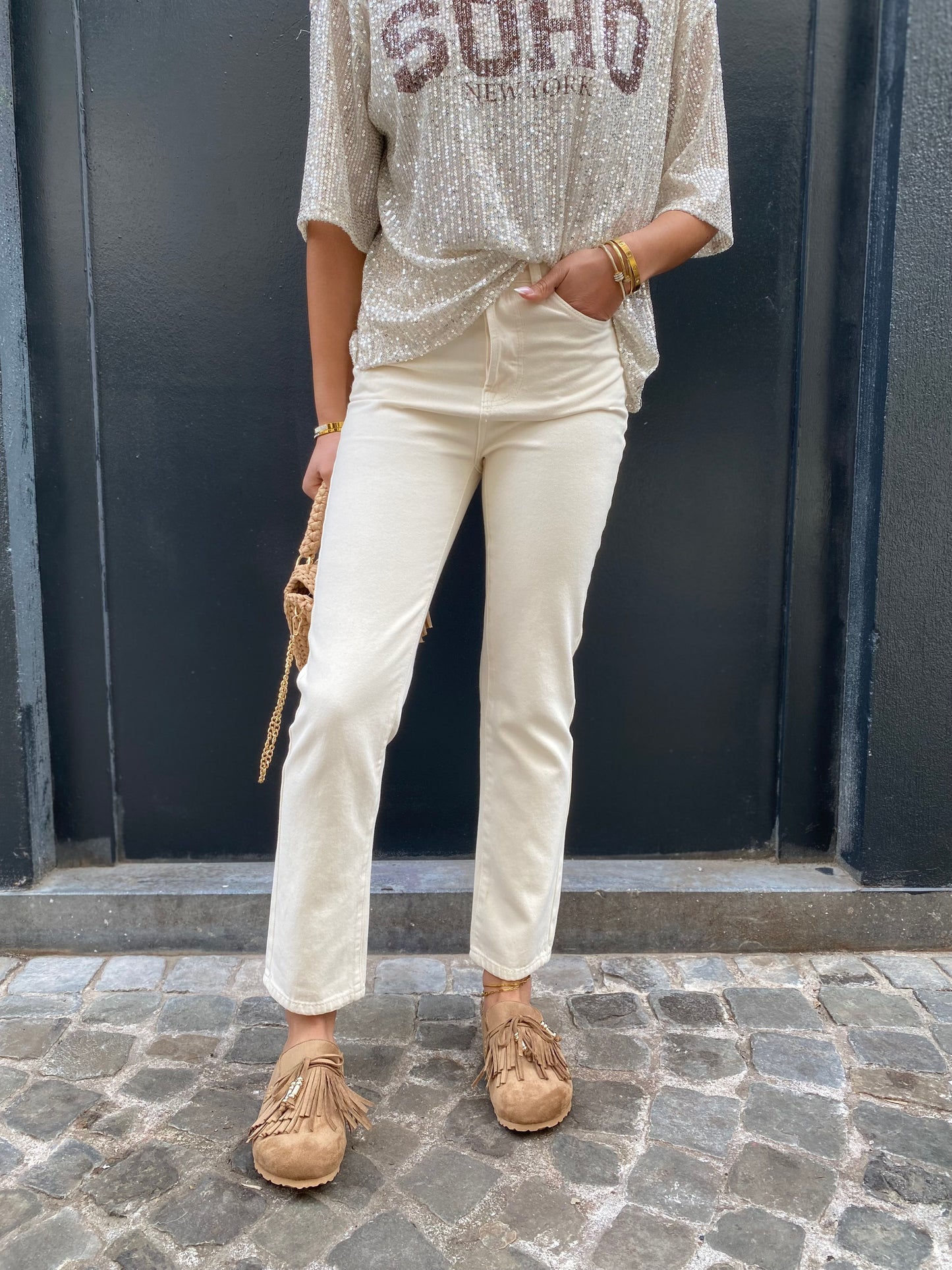 Jeans beige Rosa