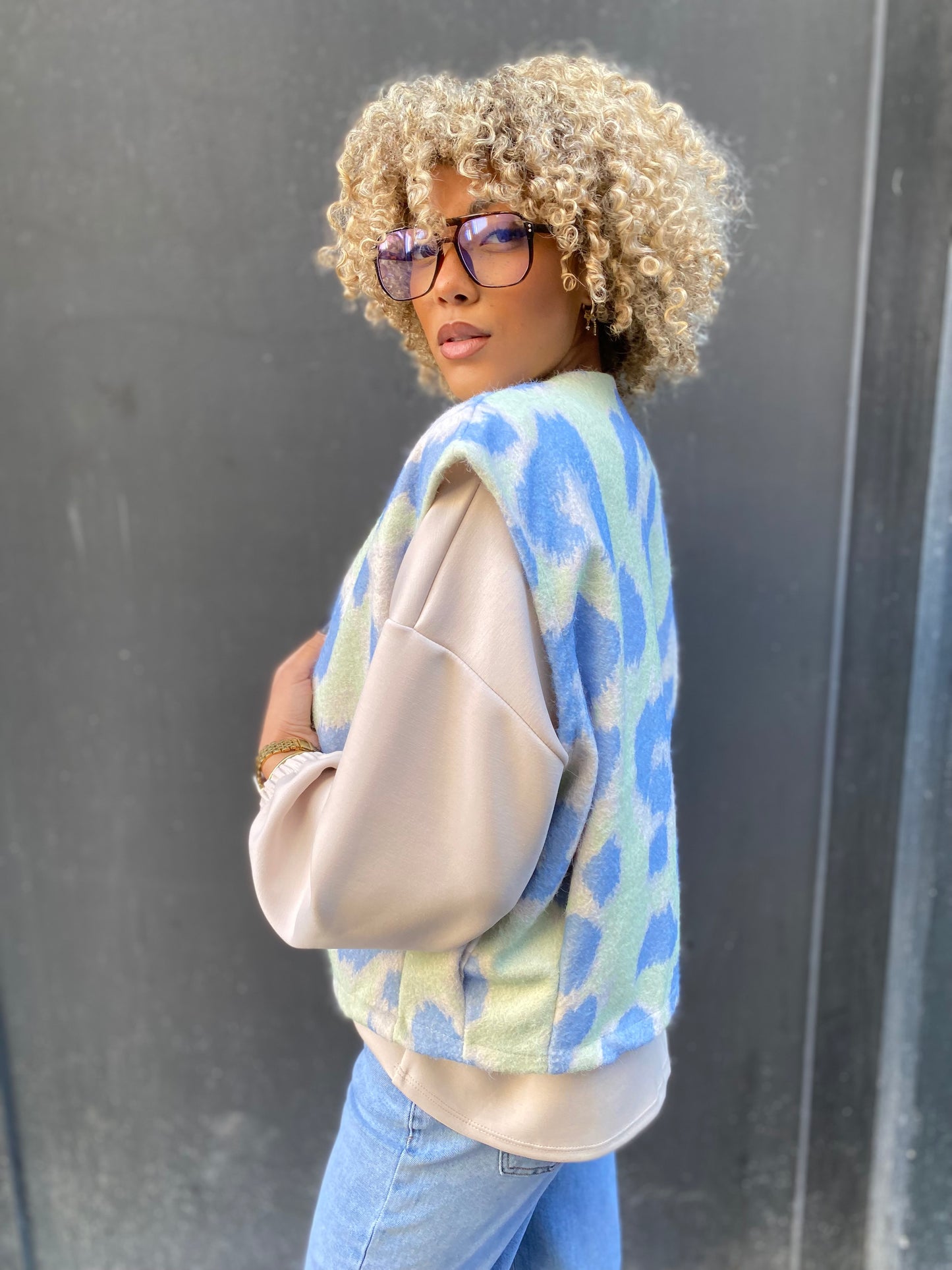 Veste sans manches Margot  bleu vert