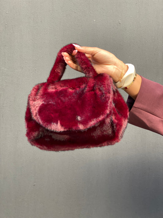 Sac fourrure bordeaux
