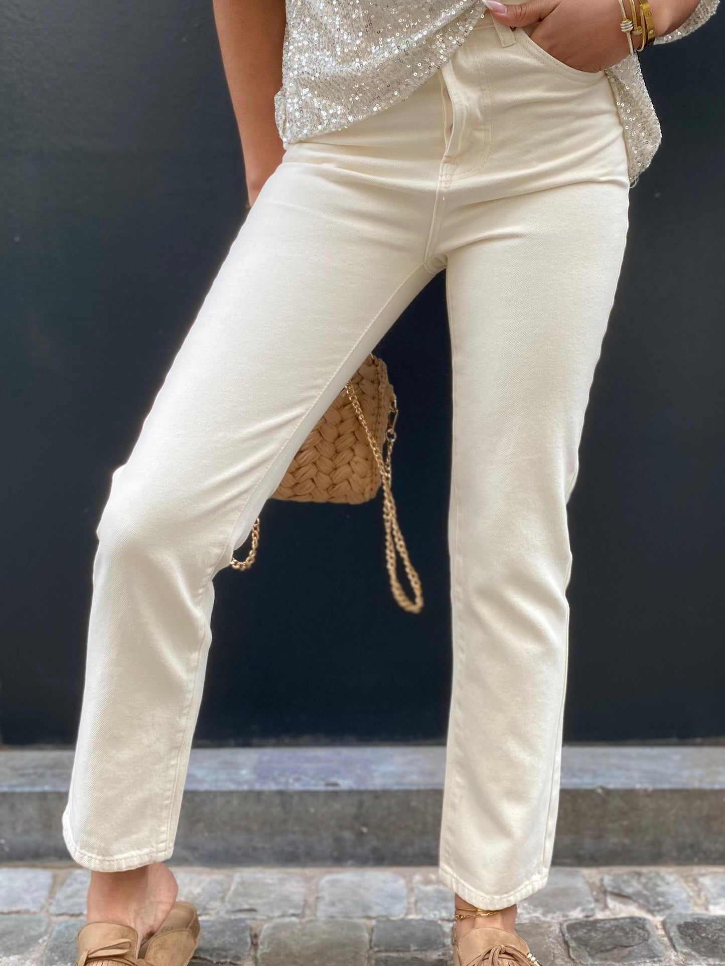 Jeans beige Rosa