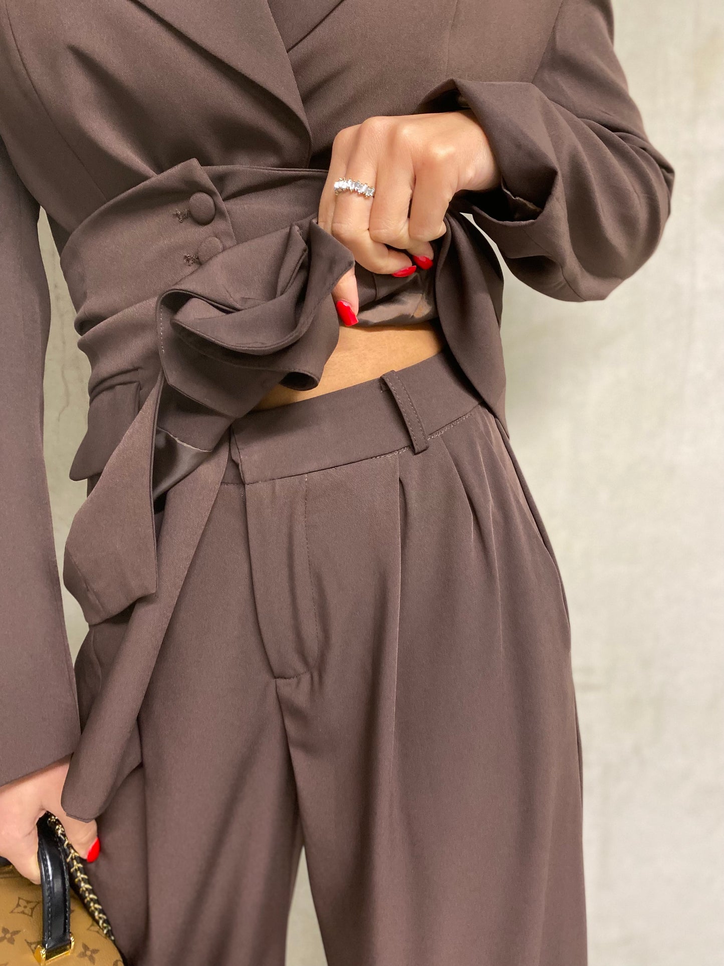 Ensemble tailleur, trois pièces Kenza  chocolat