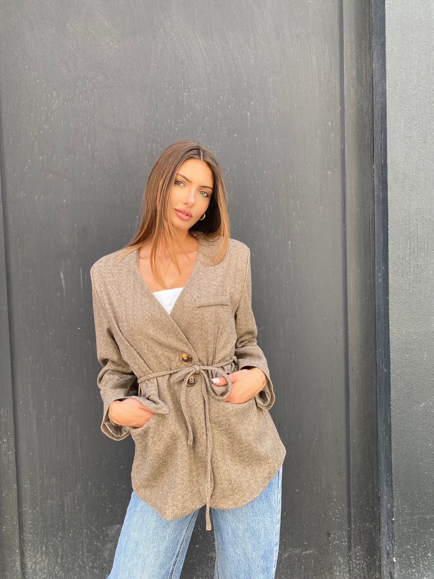 Veste blazer, tweed