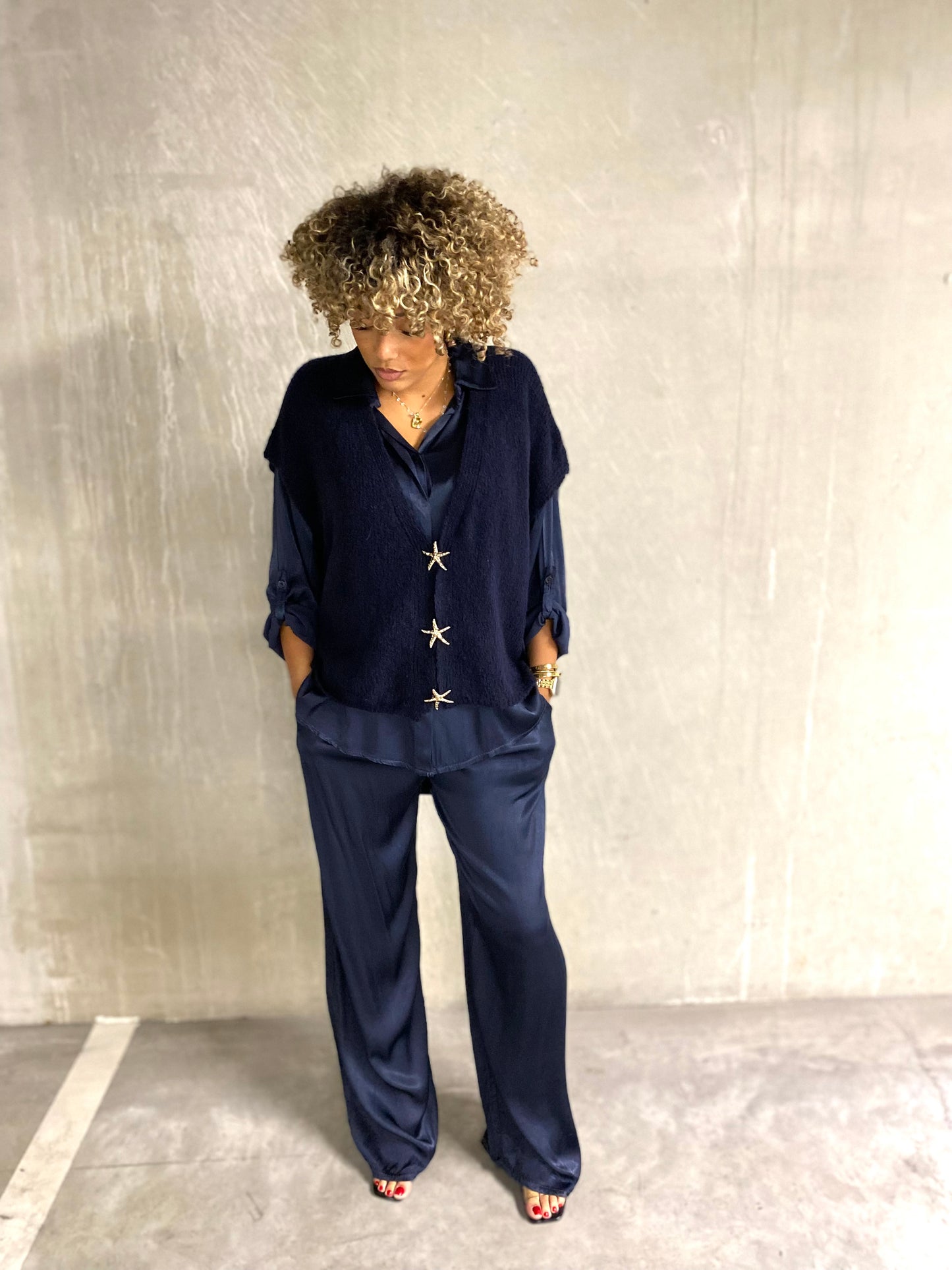 Gilet, étoile, bleu