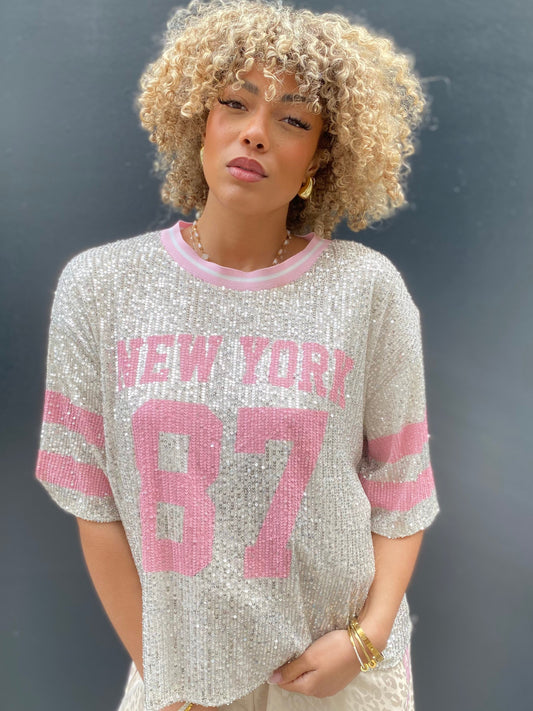 T-shirt New York, sequin