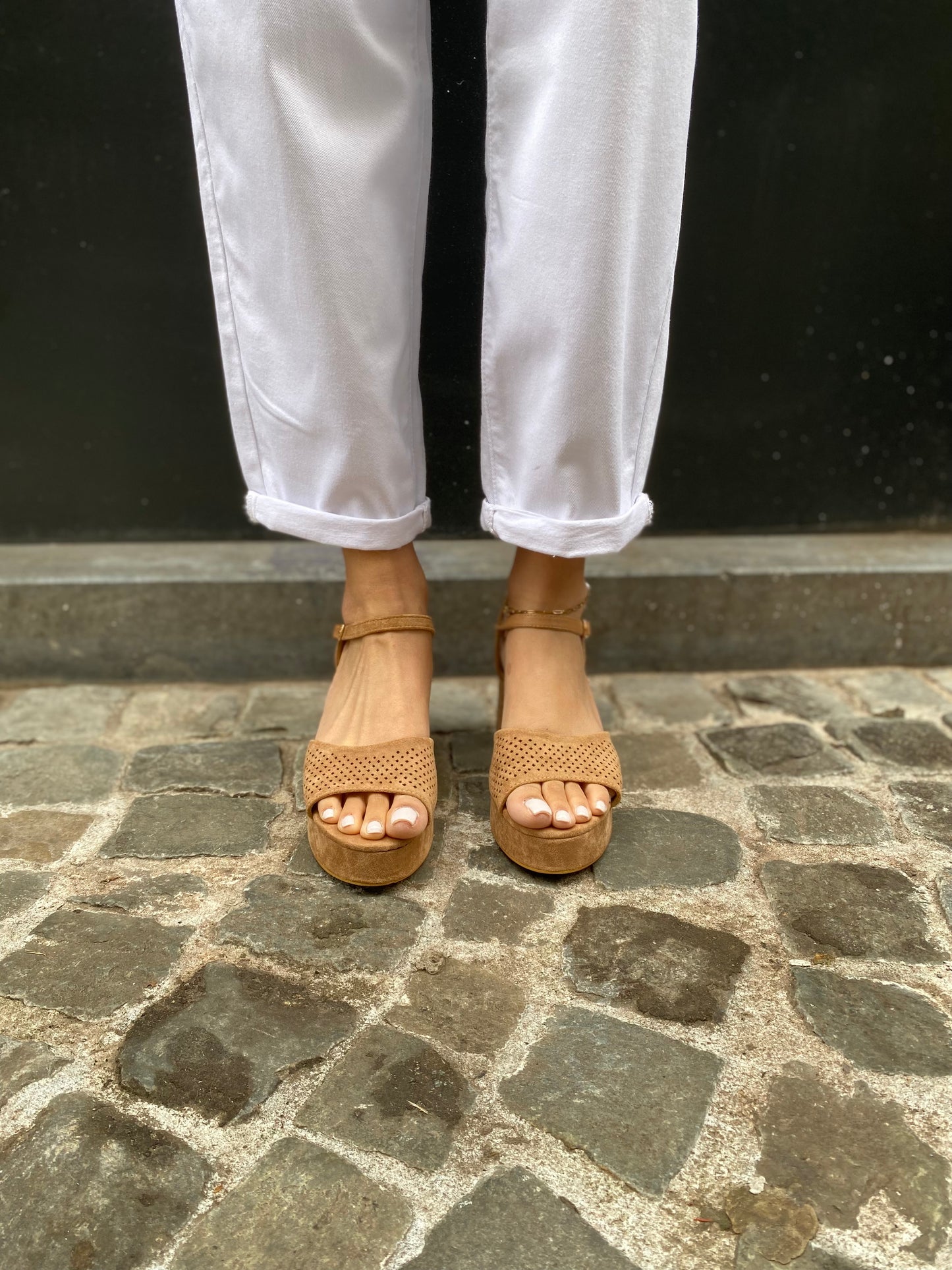 Sandales talons beige