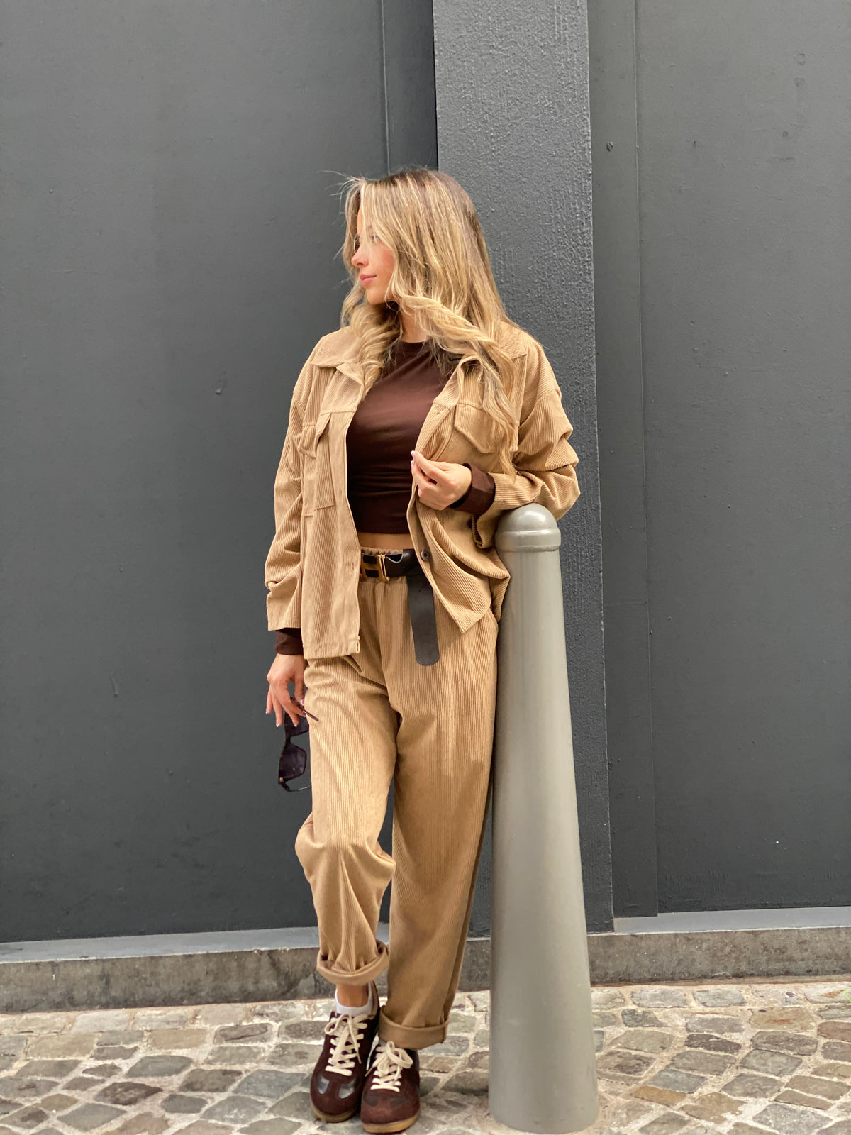 Ensemble Lou beige velours