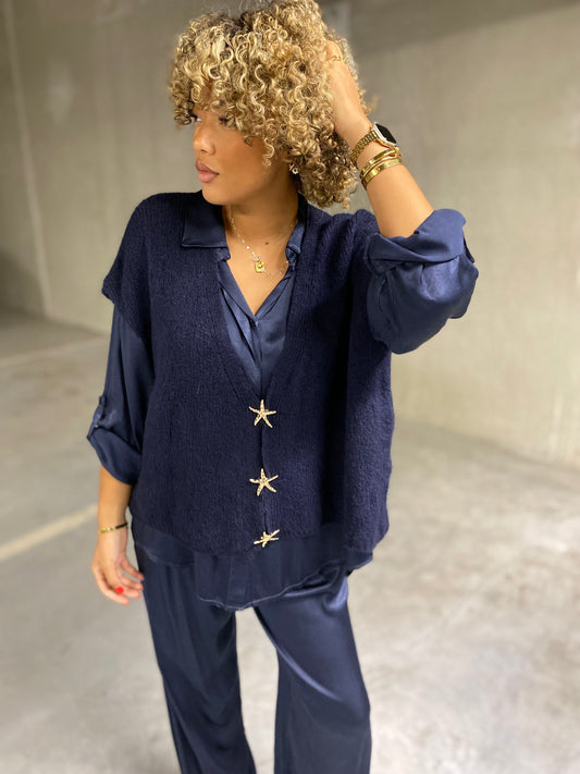 Gilet, étoile, bleu