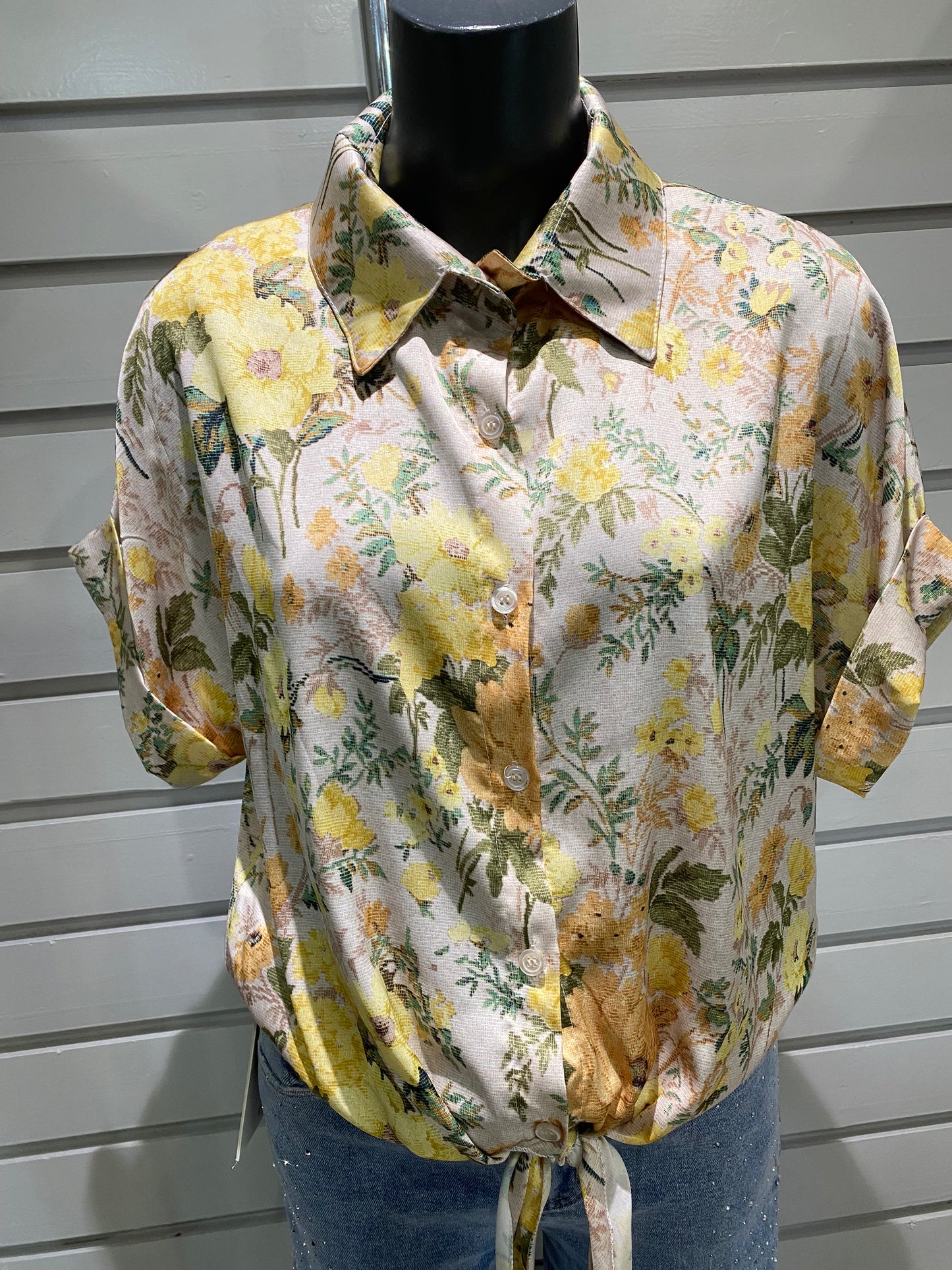 Chemise fleura jaune