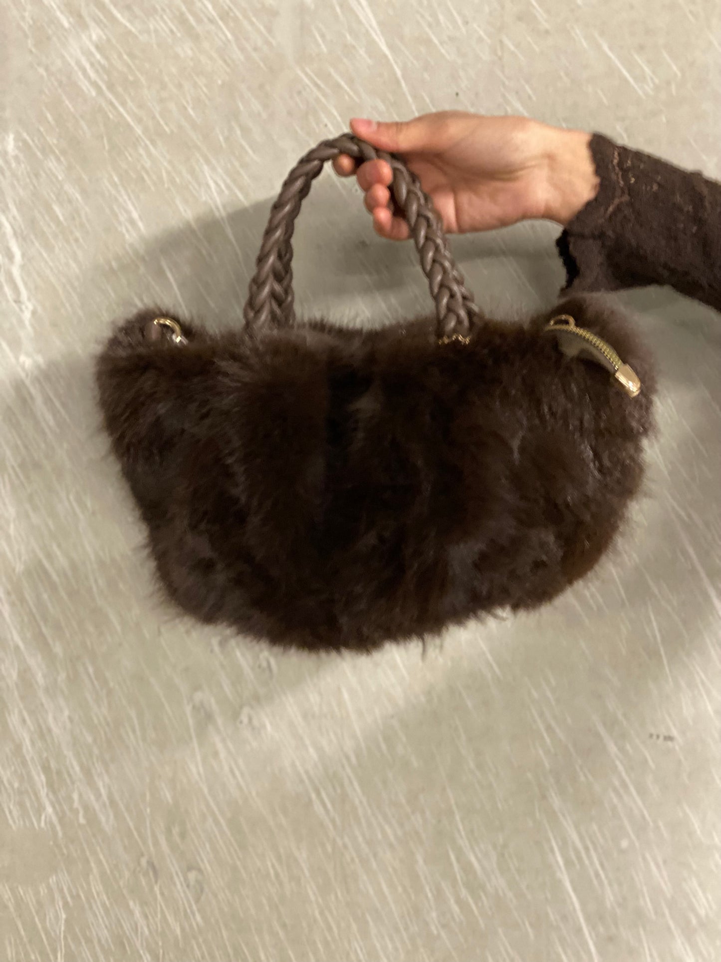 Sac fourrure brun