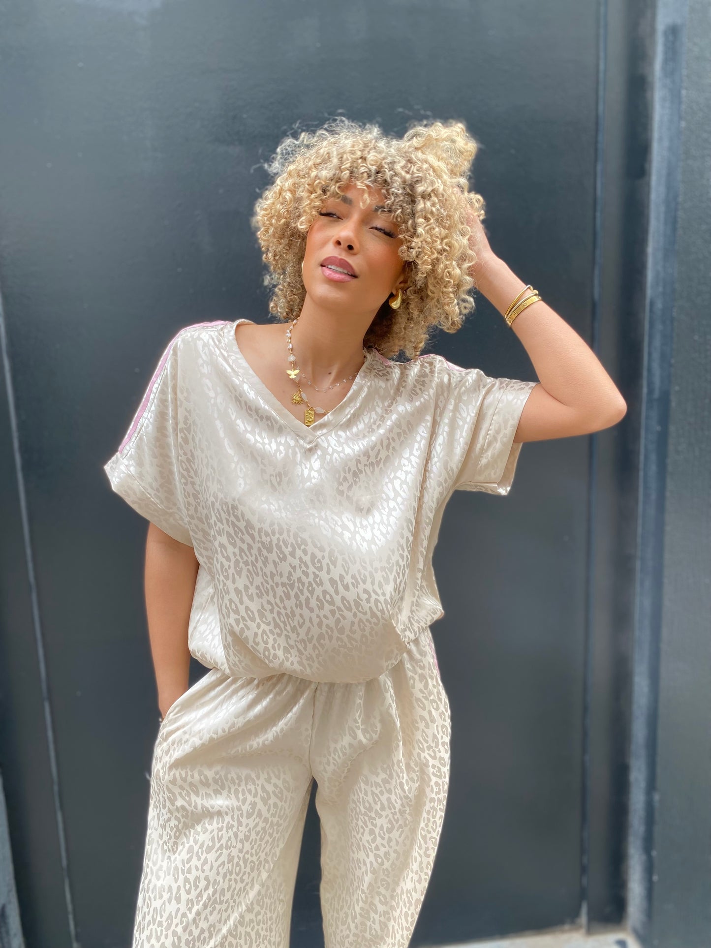 Blouse, léopard beige
