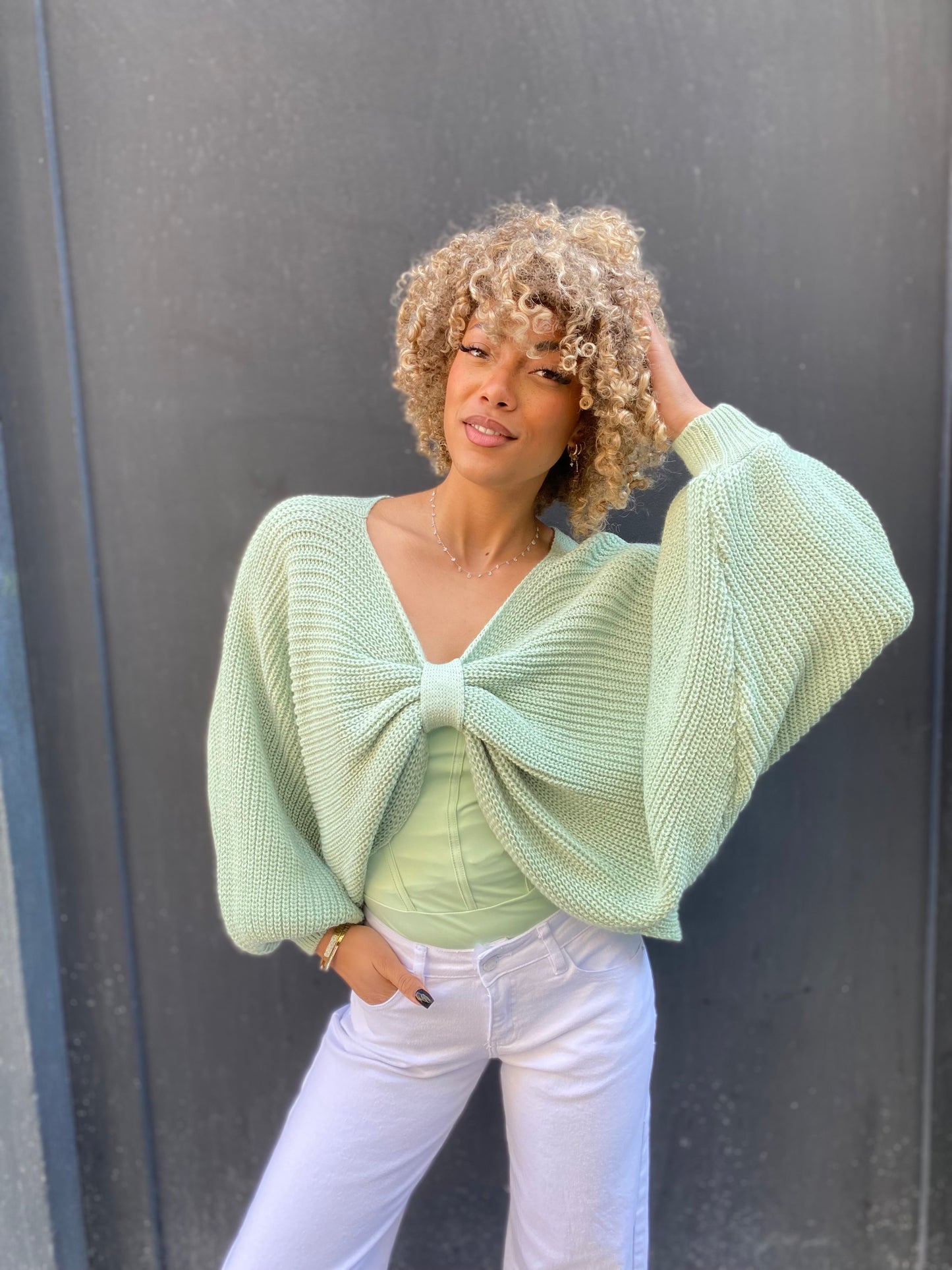 Pull laurier, vert eau