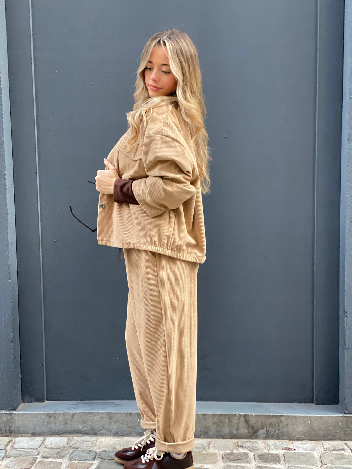 Ensemble Lou beige velours