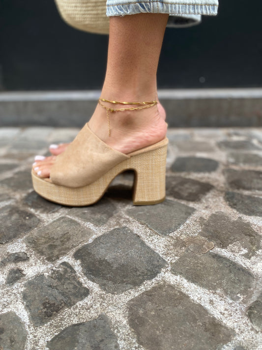 Talons, compensés, raphia
