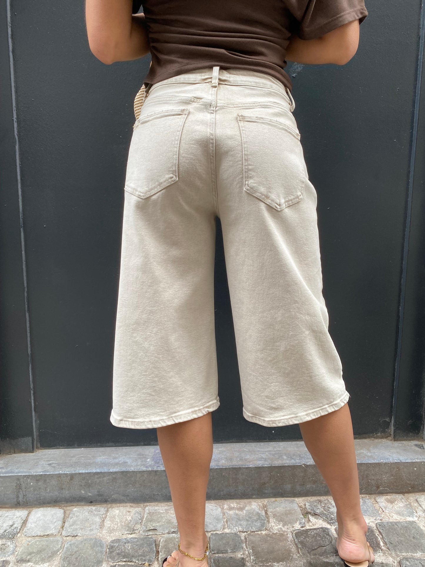 Bermuda jeans beige