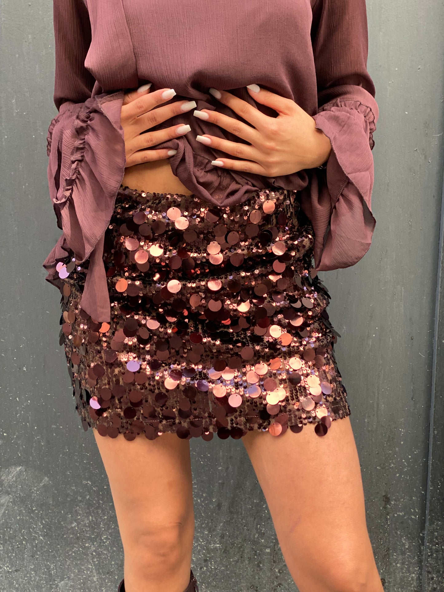 Jupe lize  sequins