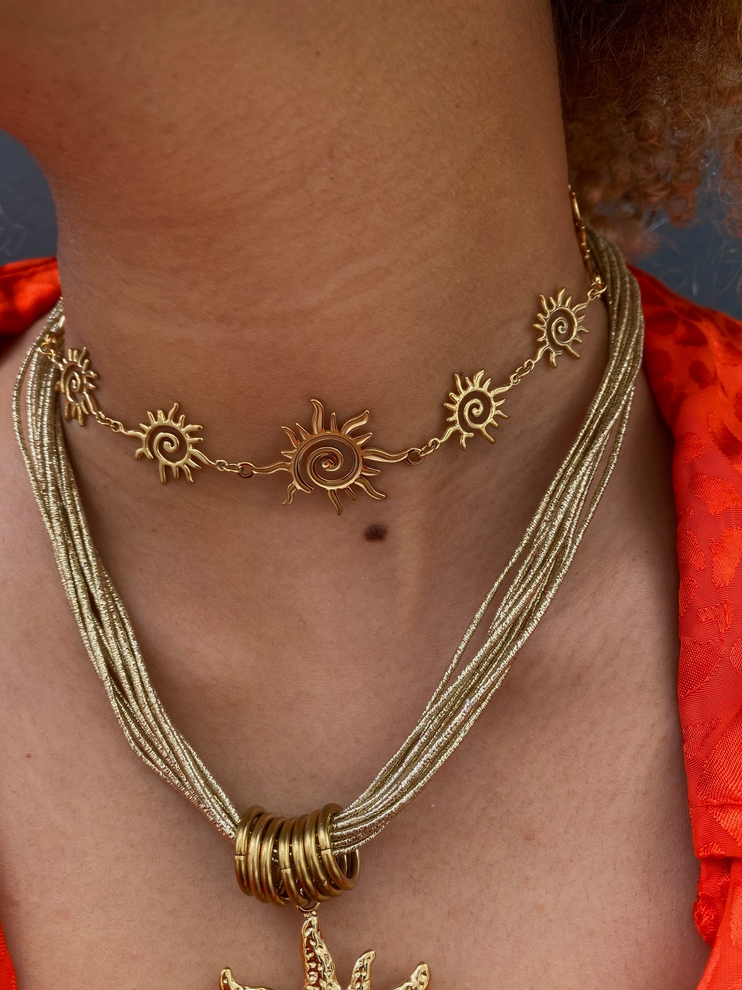 Collier acier soleil