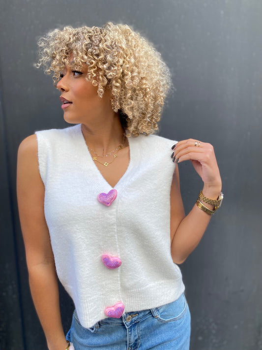 Gilet coeur blanc