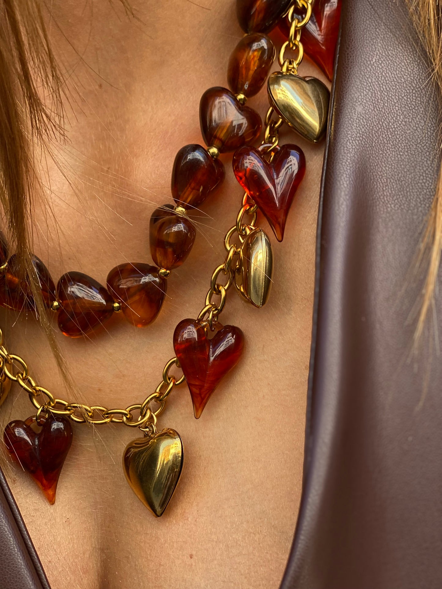 Collier double coeur
