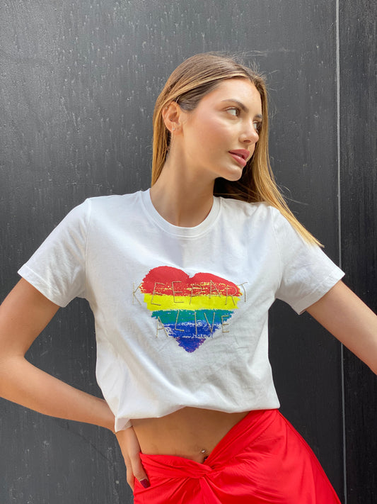 T-shirt coeur couleur