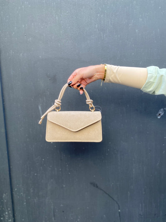Petit sac beige suédine