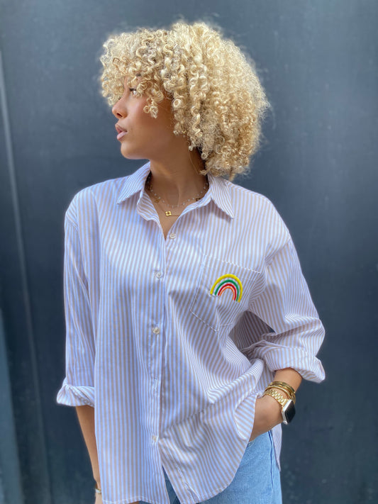 Chemise brodé beige