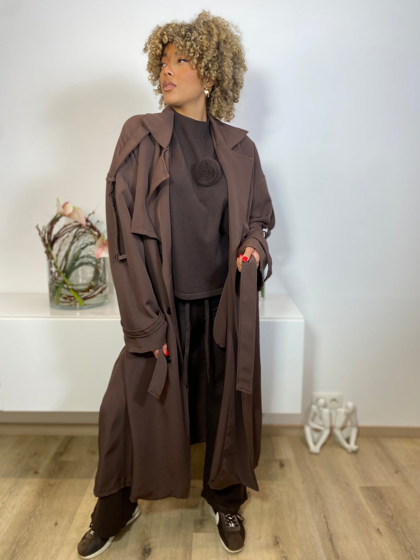 Trench long chocolat
