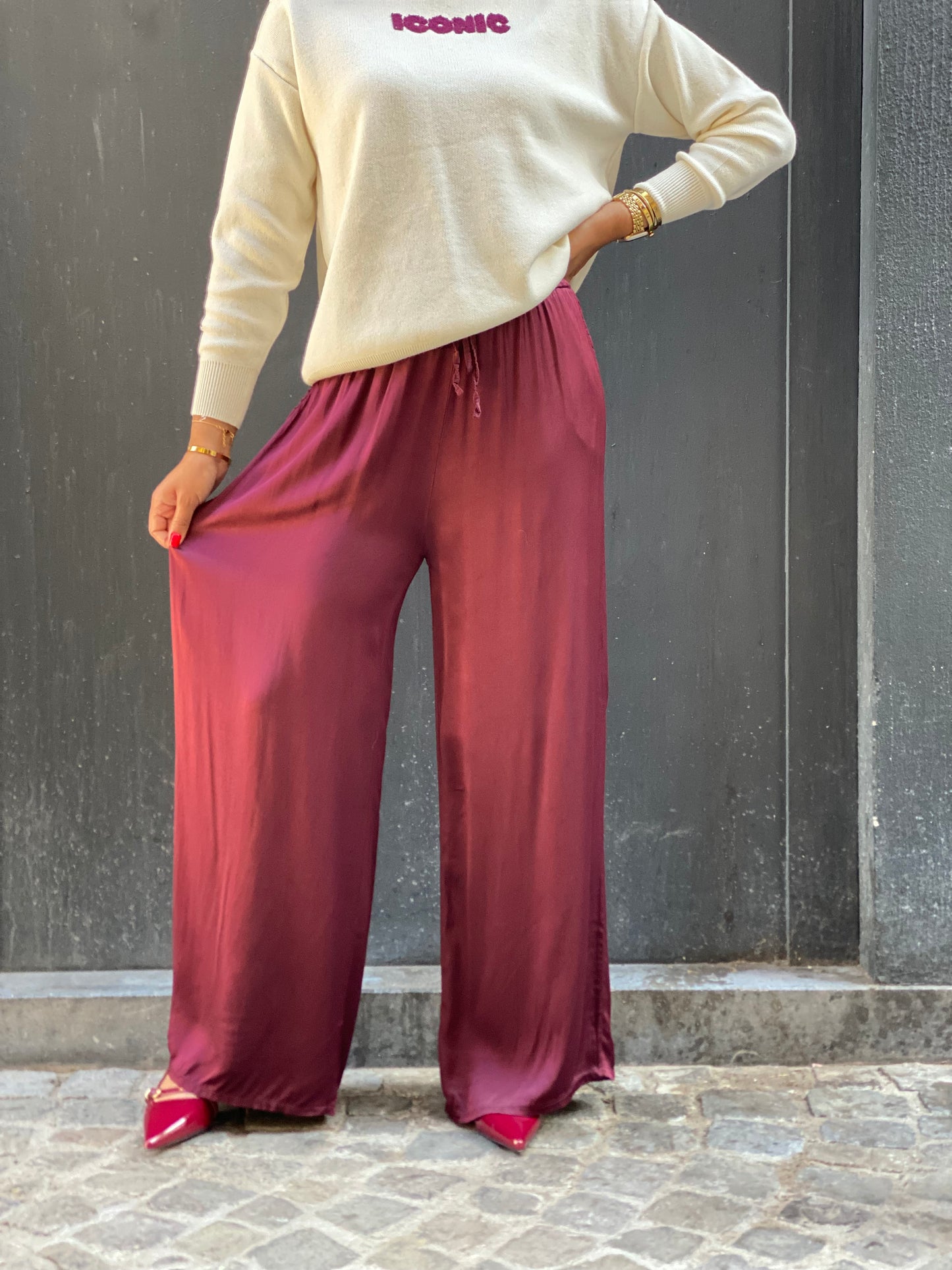 Pantalon Virginie bordeaux