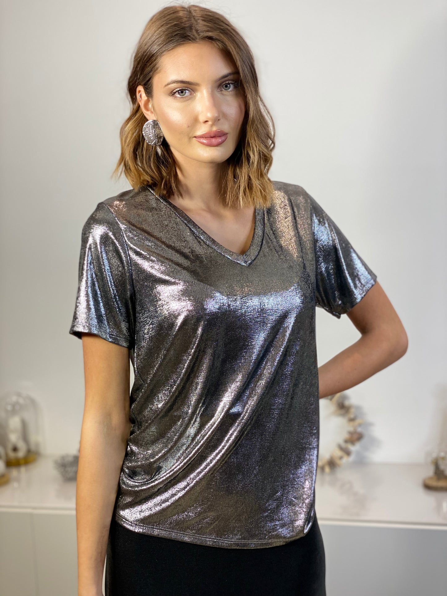 Blouse T-shirt len's gris