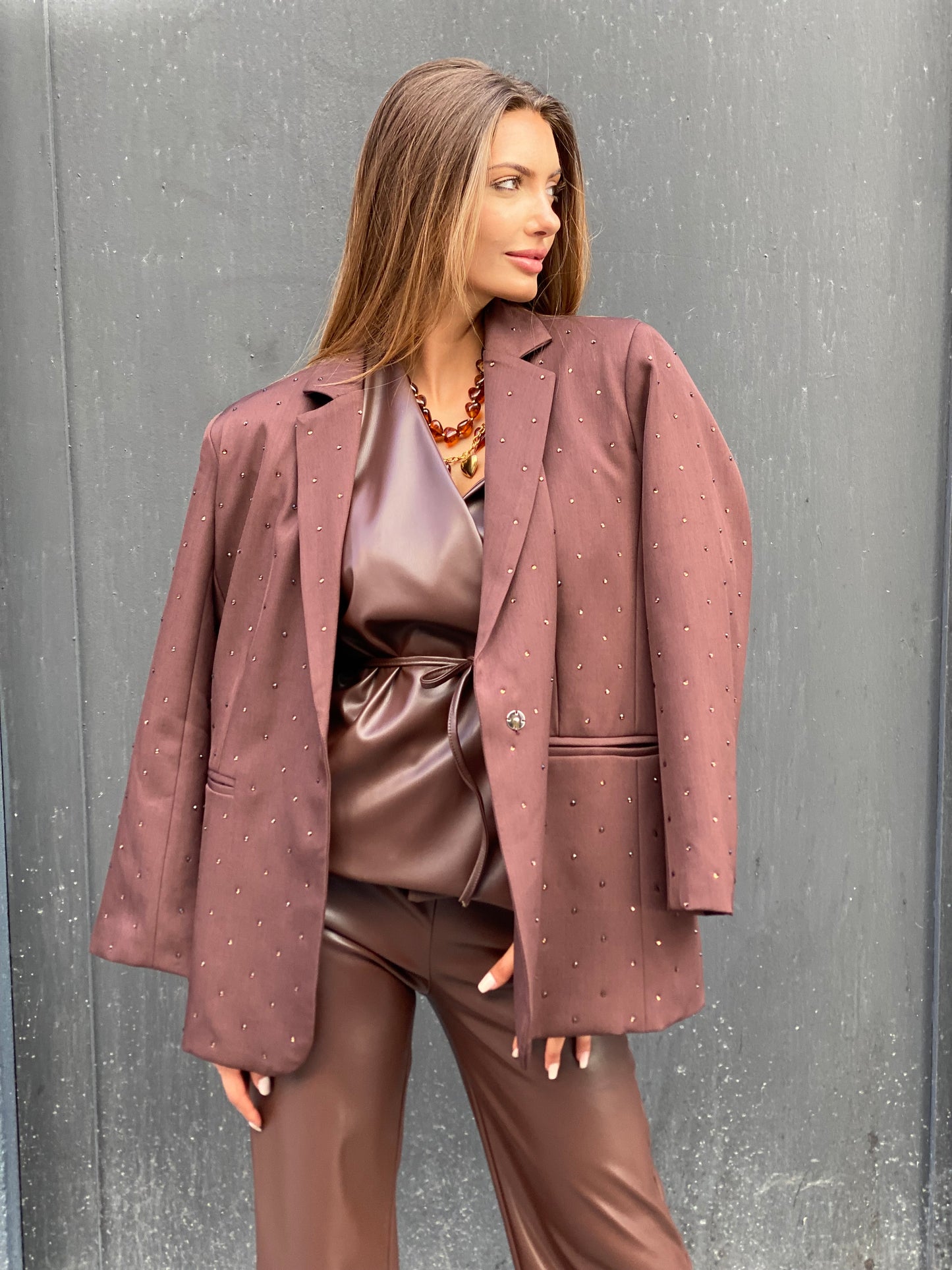 Blazer diamant brun