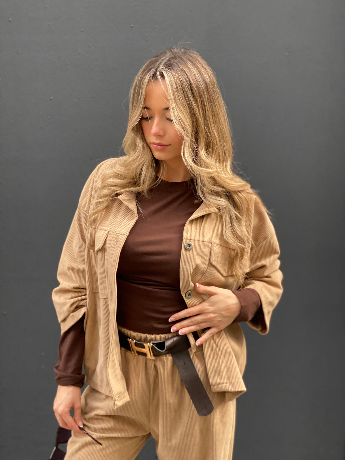 Ensemble Lou beige velours