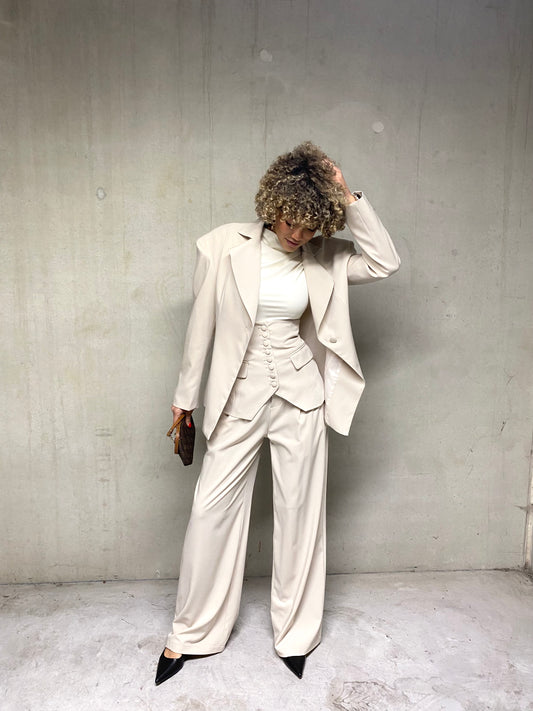 Ensemble tailleur 3 pièces beige Kenza