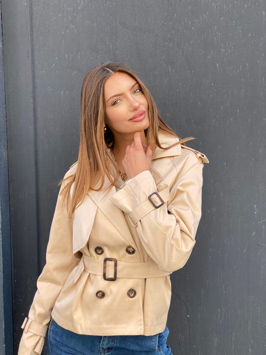Veste trench  court beige