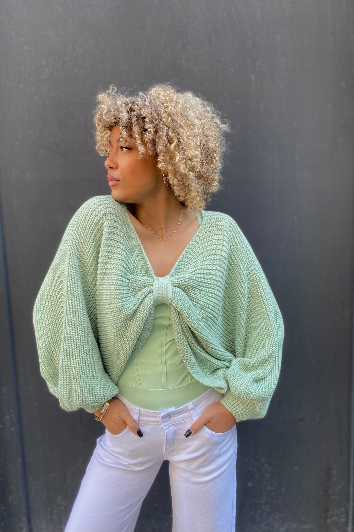 Pull laurier, vert eau